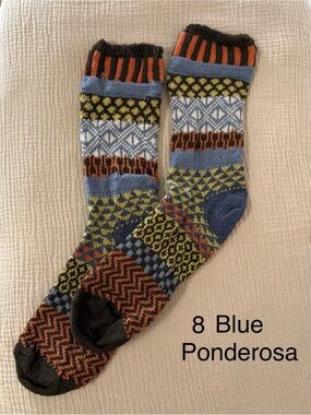Ponderosa Blue Patterned Crew Socks